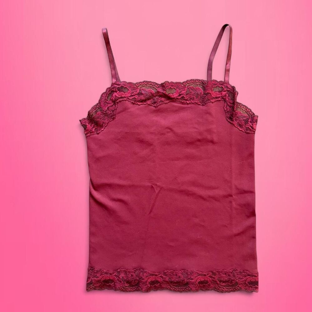 ann taylor burgundy red lace cami